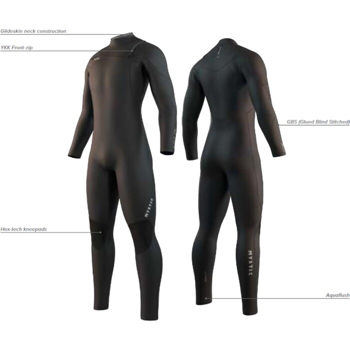 2025 Mystic Mens Star 4/3mm Chest Zip Wetsuit 35000.250016 - Black